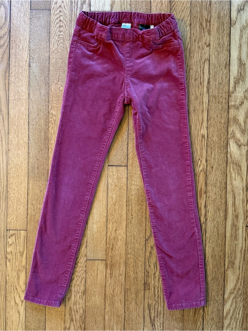 H&M Unisex Corduroy Skinny Pants Elastic Stretch Burnt Orange 10